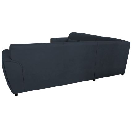 Ausziehbares Ecksofa VISEU in L‑Form mit Stauraum, rechts, Anthrazit/Schwarz