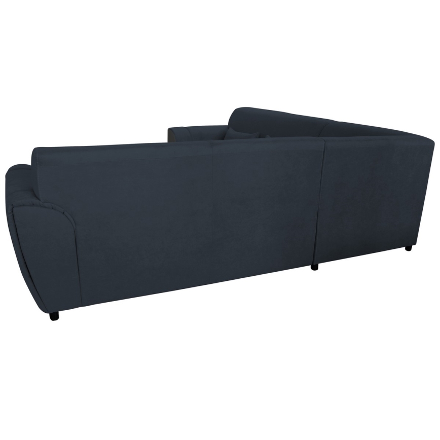 Ausziehbares Ecksofa VISEU in L‑Form mit Stauraum, rechts, Anthrazit/Schwarz