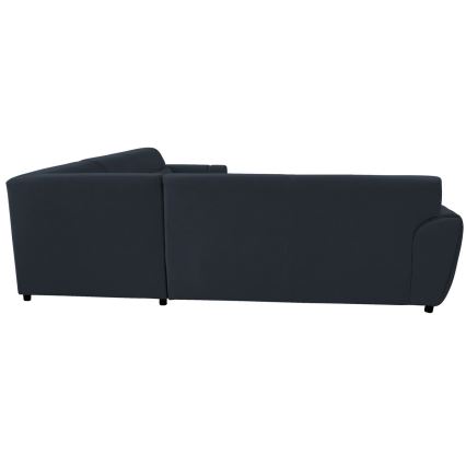 Ausziehbares Ecksofa VISEU in L‑Form mit Stauraum, rechts, Anthrazit/Schwarz