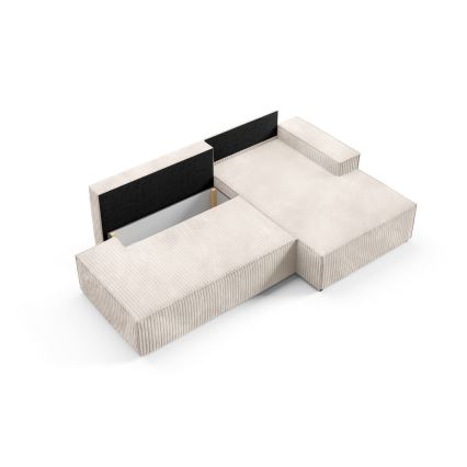 Ausklappbares Ecksofa TERAMO mit Stauraum, L‑Form, rechts, Beige