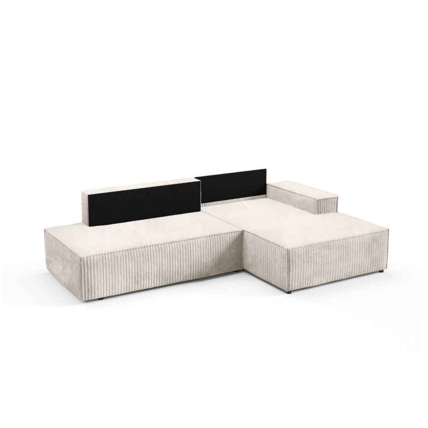 Ausklappbares Ecksofa TERAMO mit Stauraum, L‑Form, rechts, Beige