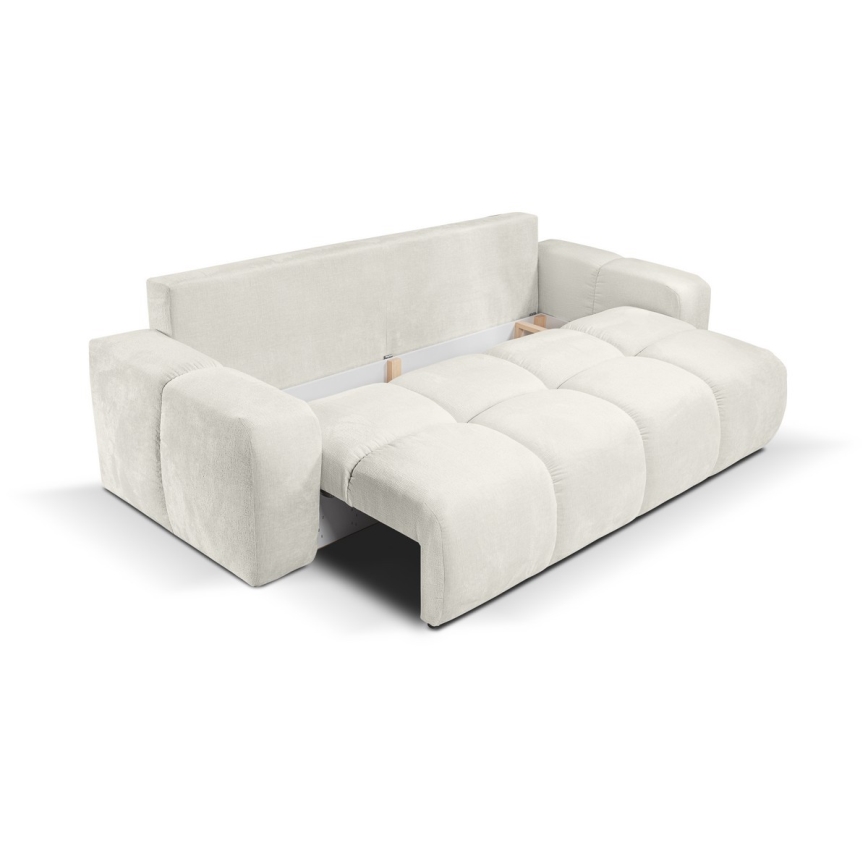 Ausklappbares, gepolstertes 3-Sitzer-Sofa ALMADA mit Stauraum, Beige