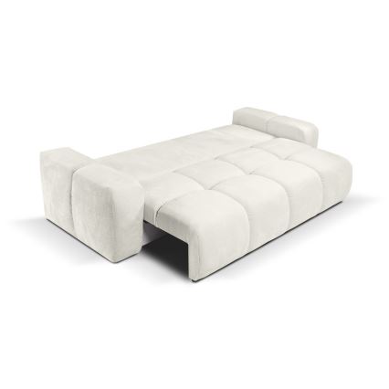 Ausklappbares, gepolstertes 3-Sitzer-Sofa ALMADA mit Stauraum, Beige