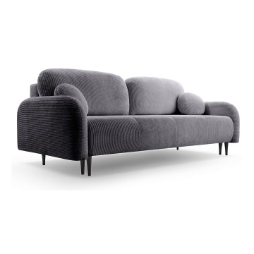 Ausklappbares, gepolstertes Dreisitzer-Sofa CLOUDY, grau