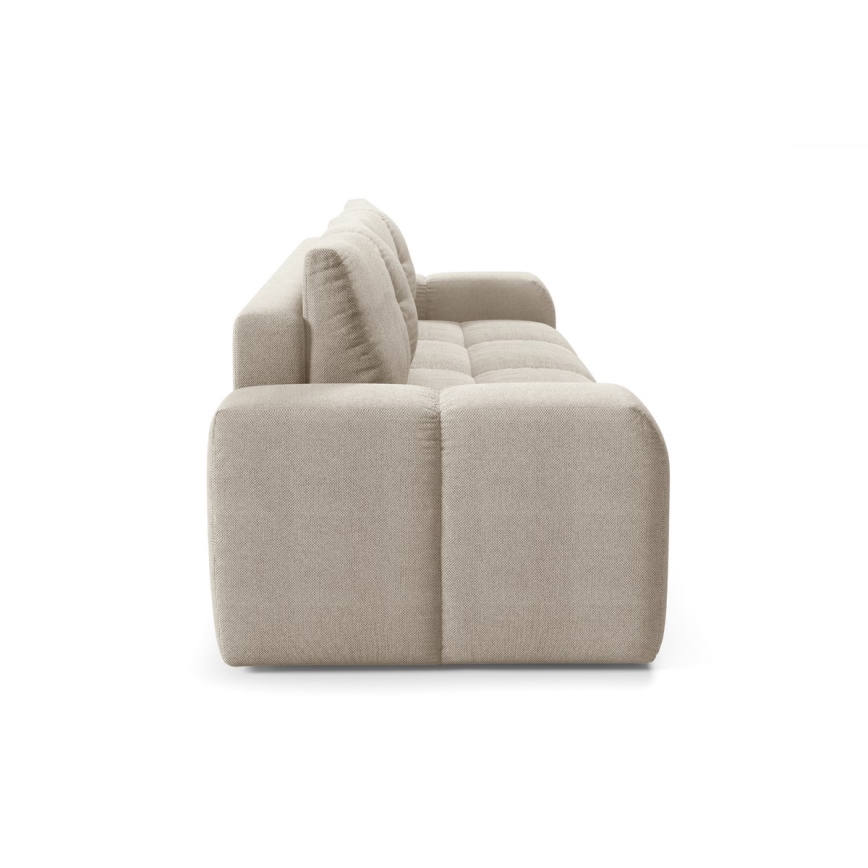 Ausklappbares, gepolstertes Dreisitzer-Sofa mit Stauraum ALMADA – Beige