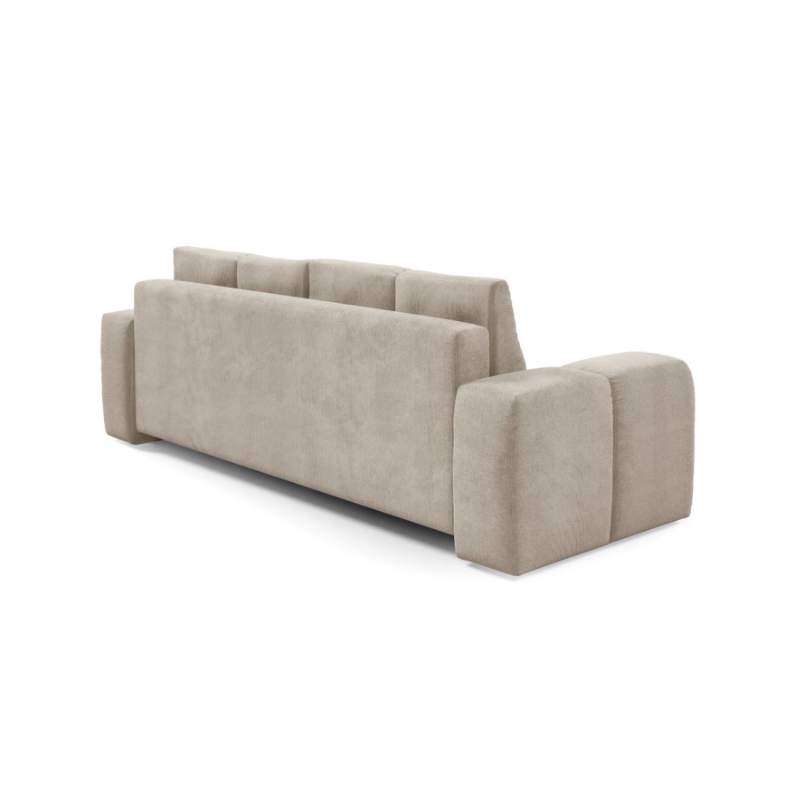 Ausklappbares, gepolstertes Dreisitzer-Sofa mit Stauraum ALMADA – Beige