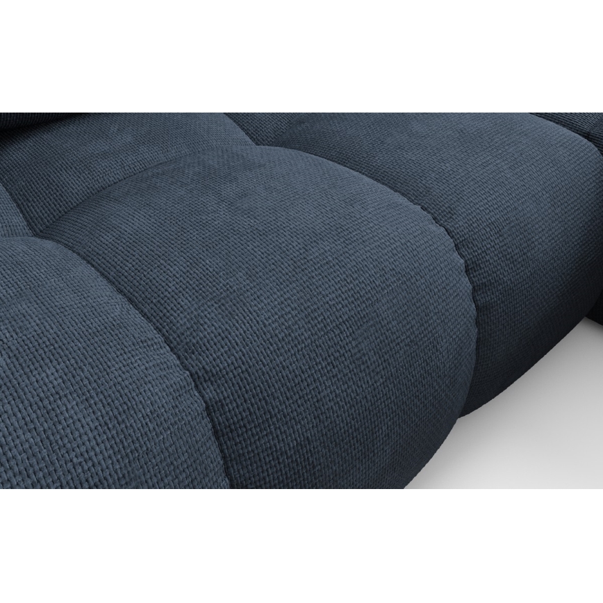 Ausziehbares, gepolstertes Ecksofa ALMADA in L-Form mit Stauraum, rechts, blau