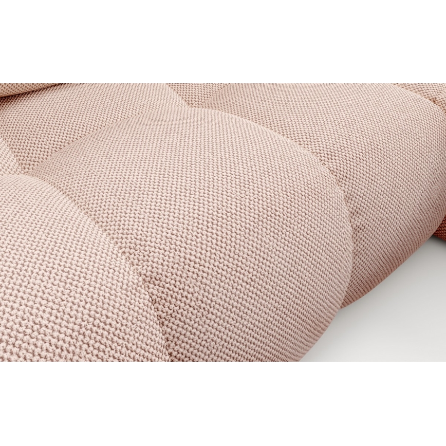 Ausziehbares, gepolstertes Ecksofa in L‑Form mit integriertem Stauraum ALMADA, rechts, rosa