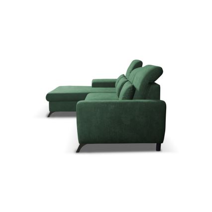 Ausklappbares, gepolstertes Ecksofa ALTA in L‑Form mit Stauraum, links, grün