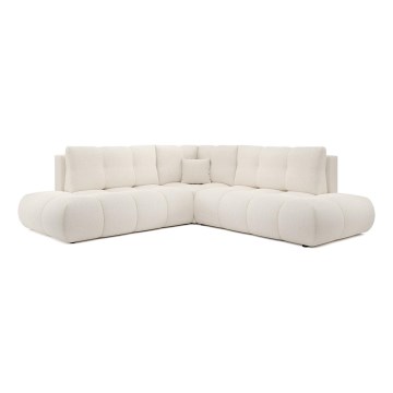 Ausklappbares, gepolstertes Ecksofa in L-Form ALMADA, links, beige