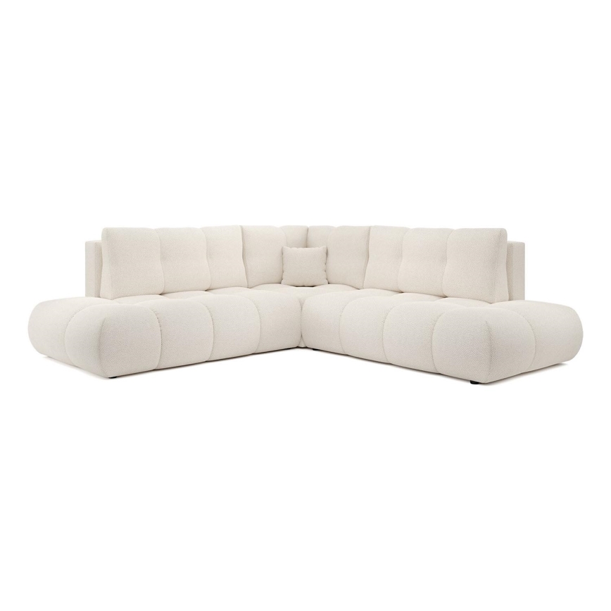 Ausklappbares, gepolstertes Ecksofa in L-Form ALMADA, links, beige