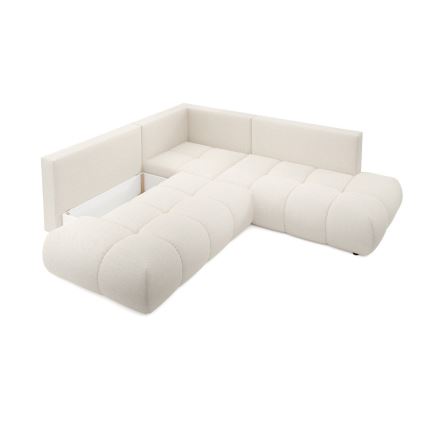 Ausklappbares, gepolstertes Ecksofa in L-Form ALMADA, links, beige