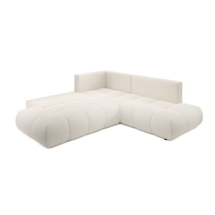 Ausklappbares, gepolstertes Ecksofa in L-Form ALMADA, links, beige