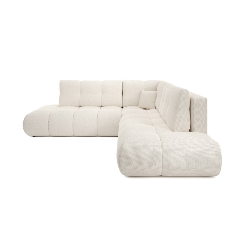 Ausklappbares, gepolstertes Ecksofa in L-Form ALMADA, links, beige