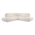 Ausklappbares, gepolstertes Ecksofa mit Schlaffunktion und Stauraum in L-Form ALMADA, rechts, Beige