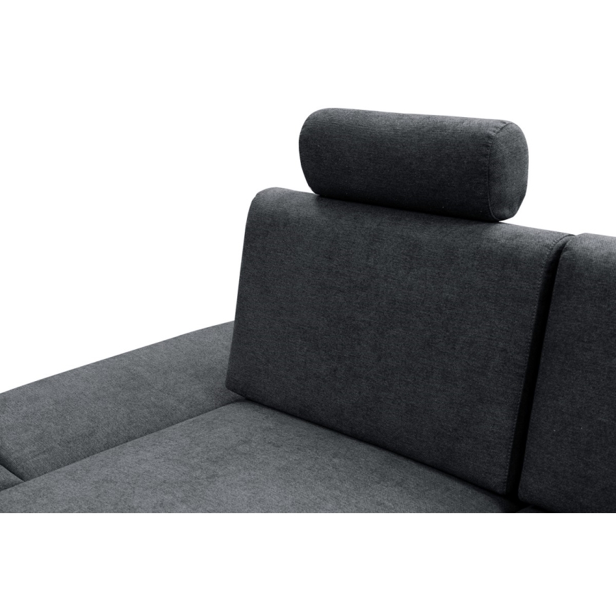 Ausziehbares, gepolstertes Ecksofa mit Stauraum in L-Form AVESTA, links, Anthrazit