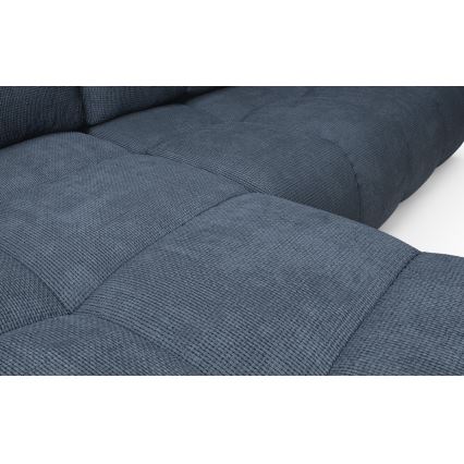 Ausziehbare, linksseitige L-Eck-Polstergarnitur ALMADA mit Stauraum, blau