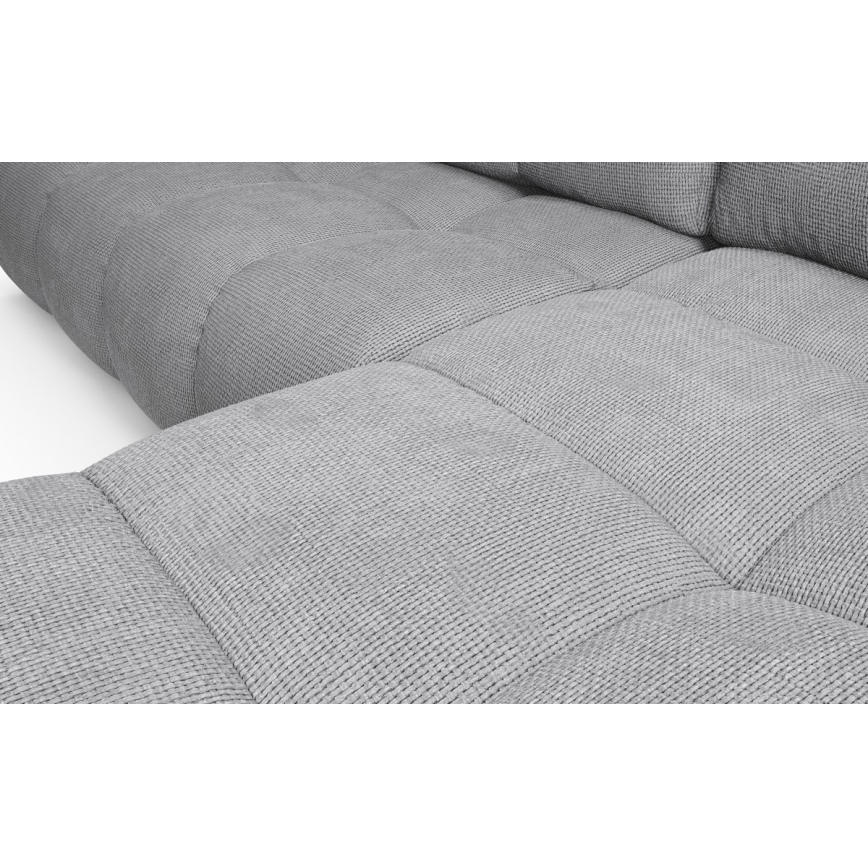 Ausziehbares, gepolstertes Ecksofa ALMADA in L-Form mit Stauraum, rechts, grau