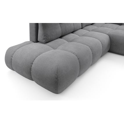 Ausziehbares, gepolstertes Ecksofa ALMADA in L-Form mit Stauraum, rechts, grau