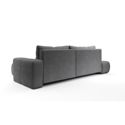 Ausziehbares, gepolstertes Ecksofa ALMADA in L-Form mit Stauraum, rechts, grau