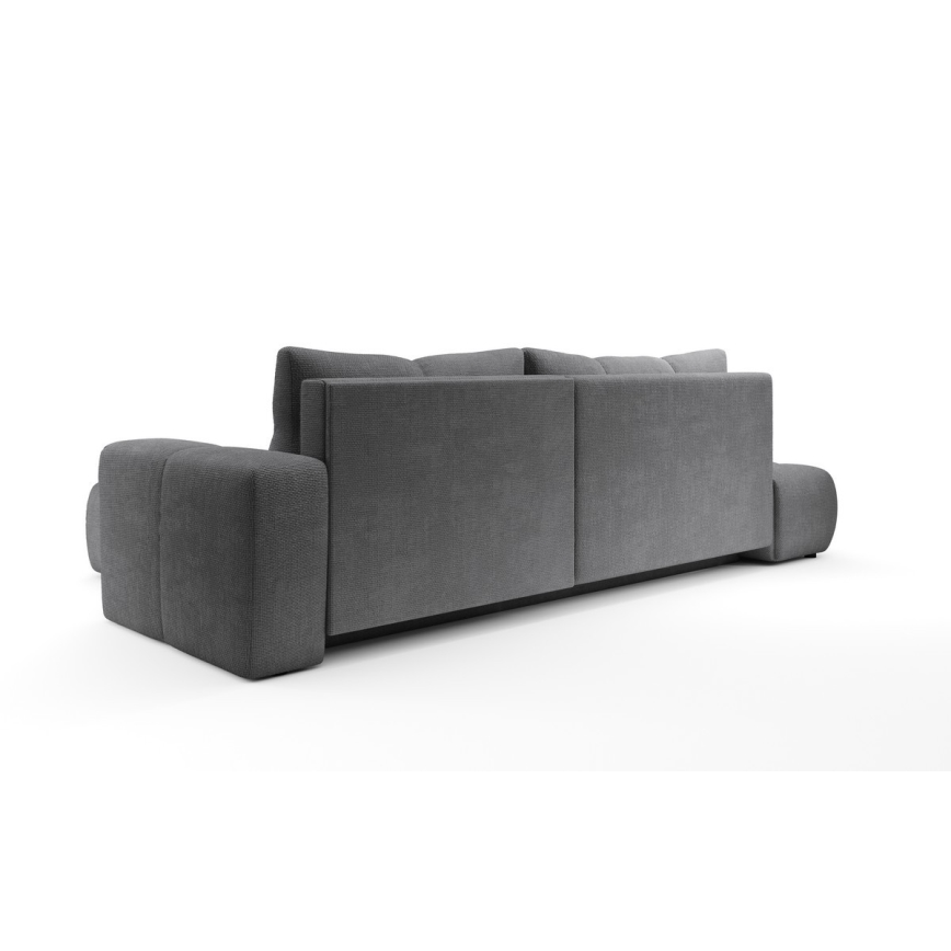 Ausziehbares, gepolstertes Ecksofa ALMADA in L-Form mit Stauraum, rechts, grau