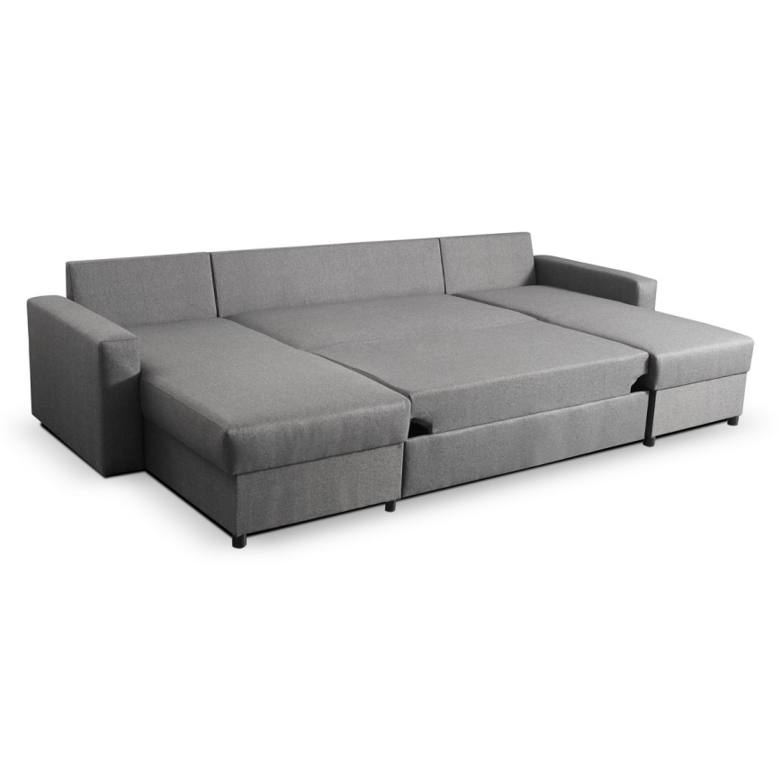 Ausklappbares U-Sofa mit Stauraum JANISE grau