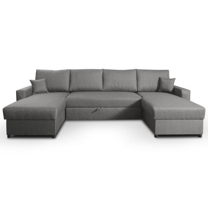 Ausklappbares U-Sofa mit Stauraum JANISE grau