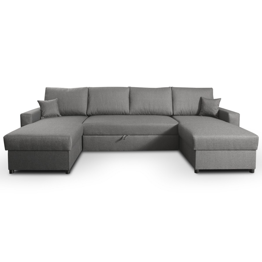Ausklappbares U-Sofa mit Stauraum JANISE grau