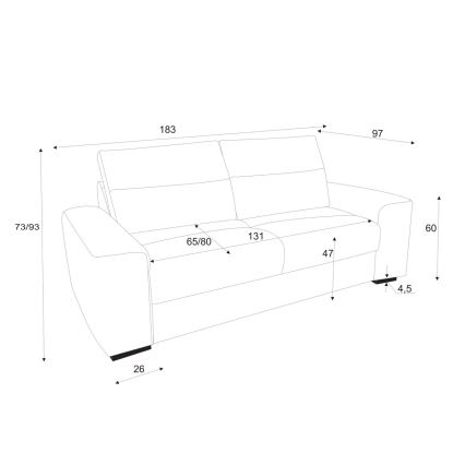Ausklappbares Zweisitzer-Sofa COMO, grau
