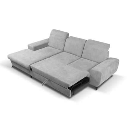 Gepolsterte Eckcouch ALTA mit Schlaffunktion und Stauraum in L-Form, links, grau