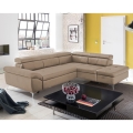 Ausziehbare Eckledercouch in L-Form SALERNO II, rechts, braun
