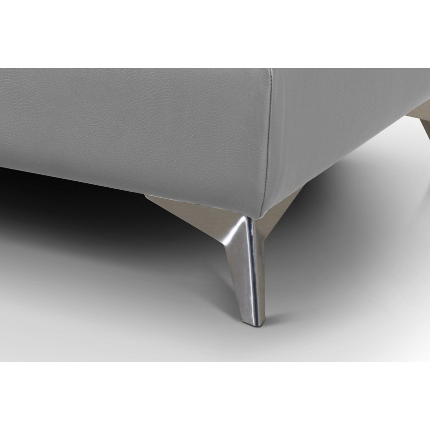 Ausziehbare Eckledercouch in L-Form SALERNO II links, grau