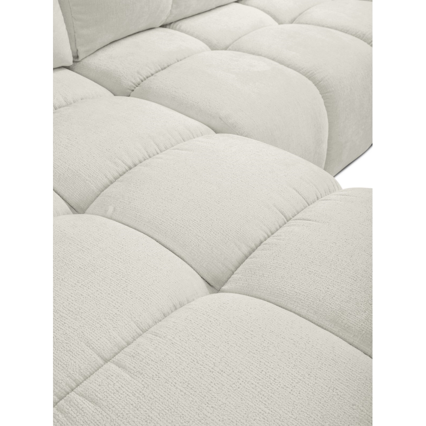 Ausziehbares, gepolstertes Ecksofa ALMADA in L-Form (links) mit Stauraum, beige