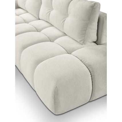 Ausziehbares, gepolstertes Ecksofa ALMADA in L-Form (links) mit Stauraum, beige