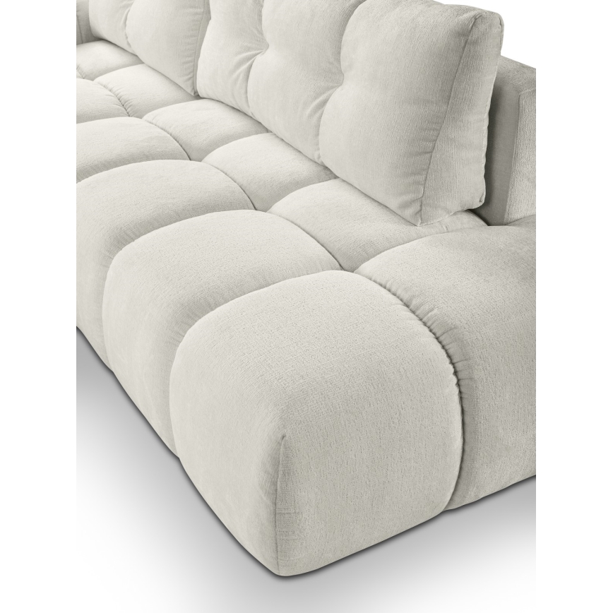 Ausziehbares, gepolstertes Ecksofa ALMADA in L-Form (links) mit Stauraum, beige
