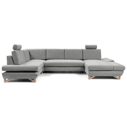 Ausziehbare, gepolsterte Eckgarnitur in U-Form mit Stauraum AVESTA, grau