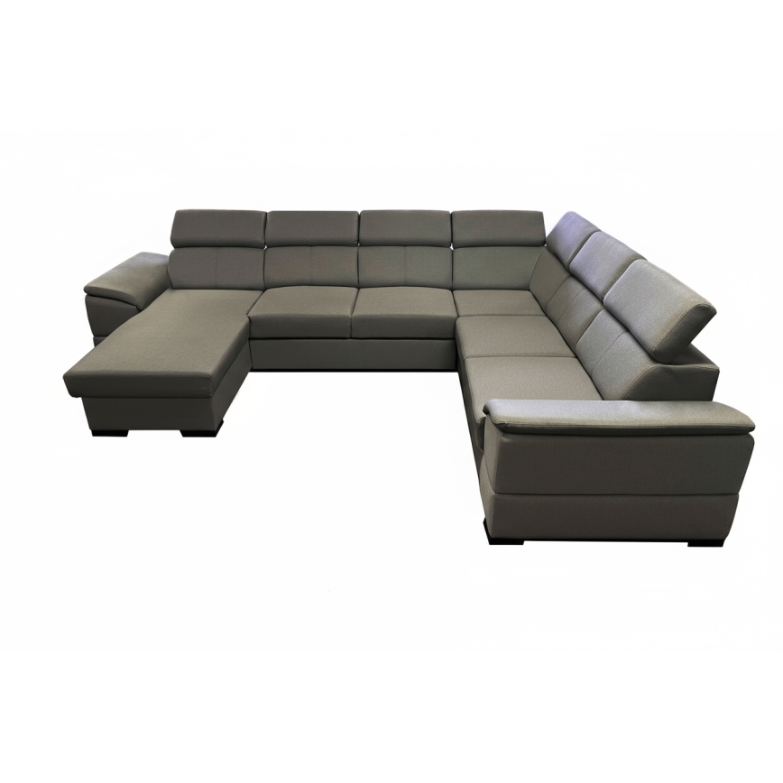 Ecksofa mit Schlaffunktion und Stauraum, universell einsetzbare U‑Ecke GRANADA dunkelgrau