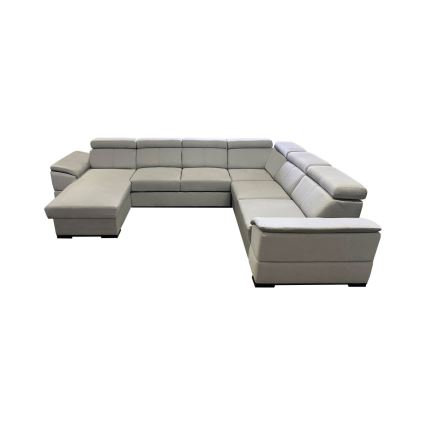 Ausziehbares U-Ecksofa mit universellem Eckteil und Stauraum GRANADA, hellgrau
