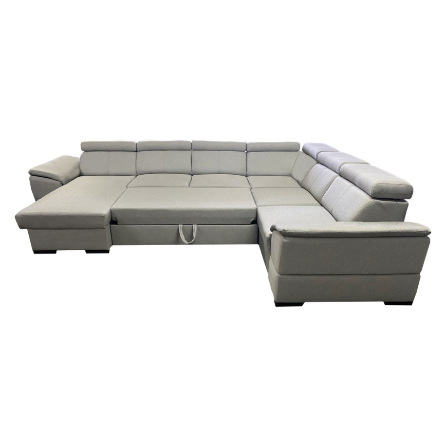 Ausziehbares U-Ecksofa mit universellem Eckteil und Stauraum GRANADA, hellgrau