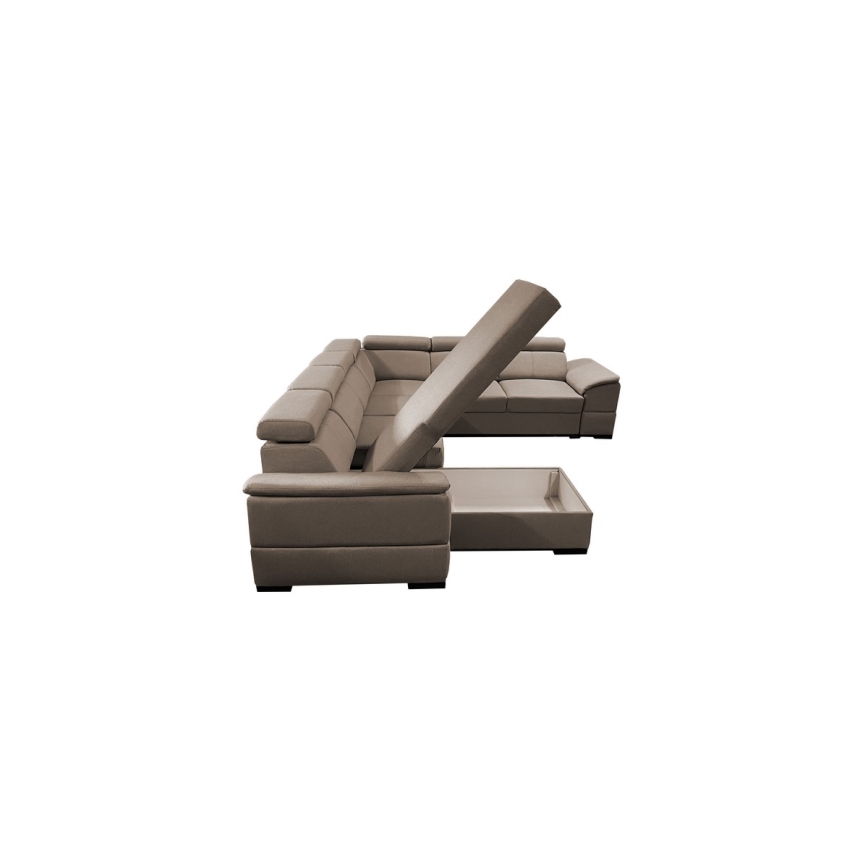 U-förmiges Ecksofa mit Schlaffunktion, universell montierbarer Ecke und Stauraum GRANADA Beige