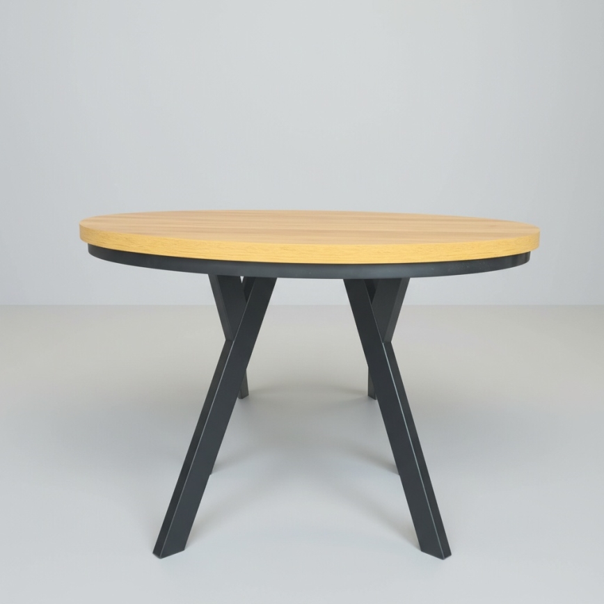 Ausziehbarer Esstisch CENTRO 100/140x77 cm Craft-Eiche/schwarz