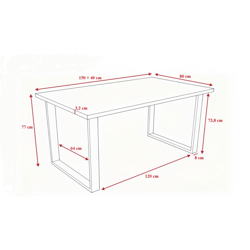 Ausziehbarer Esstisch COLIN Grau
