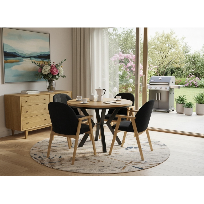 Ausziehbarer Esstisch CONVI 100/140x73 cm Eiche Craft/Schwarz