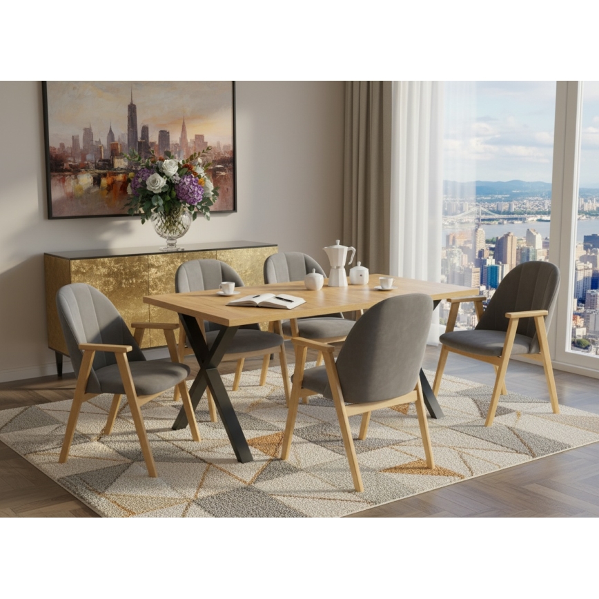 Ausziehbarer Esstisch DOMO 150/190x80 cm Eiche Craft/Schwarz