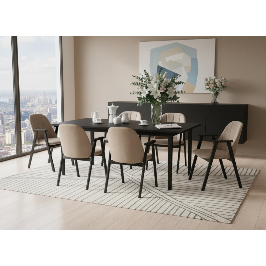 Ausziehbarer Esstisch DOMO 150/190x80 cm schwarz