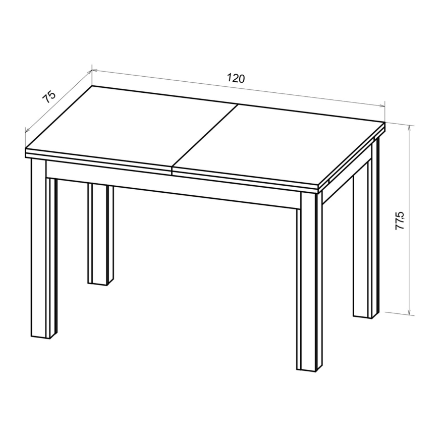 Ausziehbarer Esstisch DOO 120/160x75 cm Macadamia/Schwarz
