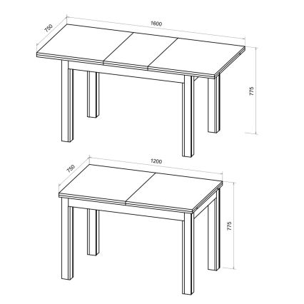 Ausziehbarer Esstisch DOO Artisan-Eiche/Schwarz