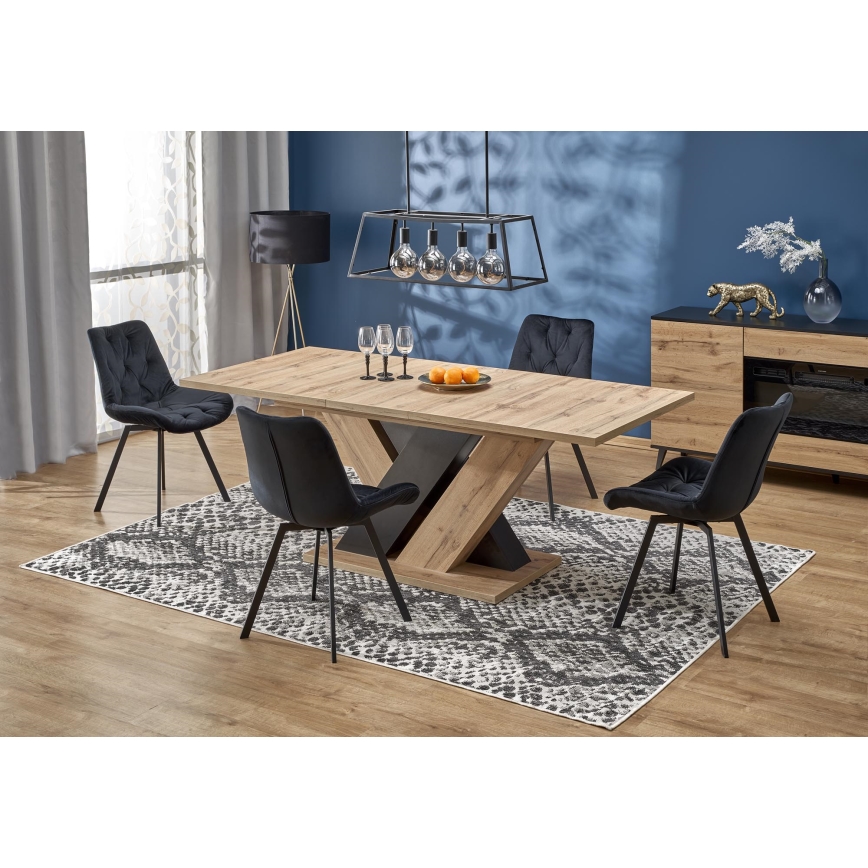 Ausziehbarer Esstisch DROM 160/200x90 cm Wotan-Eiche/Schwarz