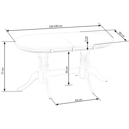 Ausziehbarer Esstisch FUERTE 150/190x90 cm weiß