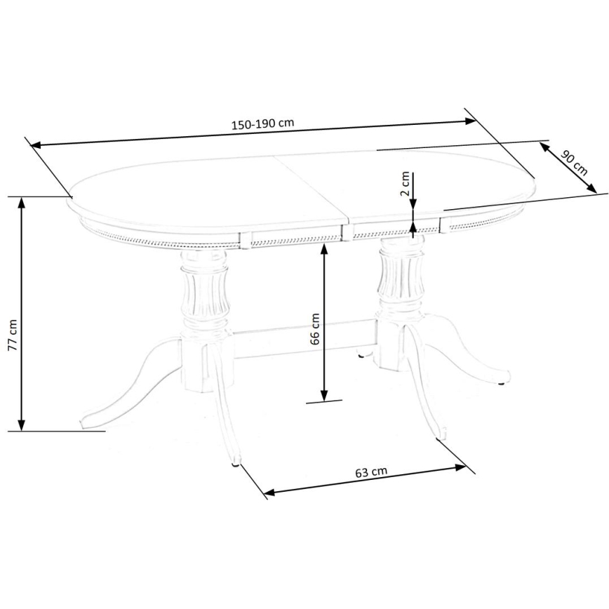 Ausziehbarer Esstisch FUERTE 150/190x90 cm weiß